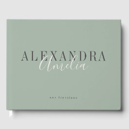 Minimalistisch Script Boho Saliegroen Aangepast Za Gastenboek