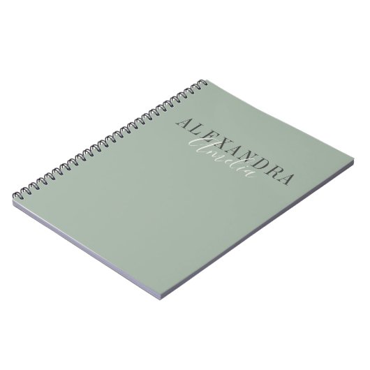 Minimalistisch script Boho saliegroen Zakelijk Notitieboek (Linkerzijde)