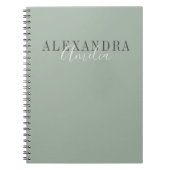 Minimalistisch script Boho saliegroen Zakelijk Notitieboek (Voorkant)