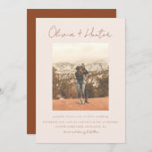 Minimalistisch script Boho Terracotta Photo Weddin Kaart (Voorkant / Achterkant)