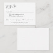 Minimalistisch Script Boho Zwart Wit Bruiloft RSVP Informatiekaartje (Voorkant / Achterkant)