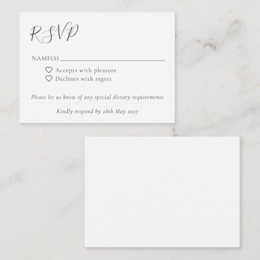 Minimalistisch Script Boho Zwart Wit Bruiloft RSVP Informatiekaartje (Voorkant / Achterkant)