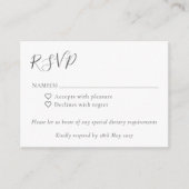 Minimalistisch Script Boho Zwart Wit Bruiloft RSVP Informatiekaartje (Voorkant)