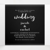 Minimalistisch Script Bold Black and White Wedding Drieluik Uitnodiging (Binnenkant midden)