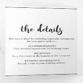 Minimalistisch Script Bold Black and White Wedding Drieluik Uitnodiging (Binnenzijde eerst)