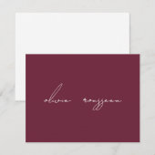Minimalistisch script Bordeaux wijn Persoonlijk Notitiekaartje (Voorkant / Achterkant)