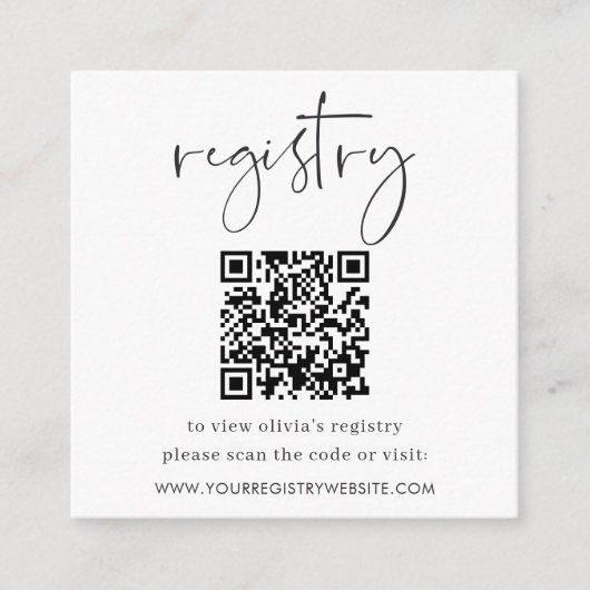 Minimalistisch script bruids- of Baby shower regis Informatiekaartje (Voorkant)