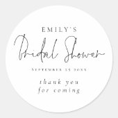 Minimalistisch script bruidsfeest bedankt ronde sticker (Voorkant)