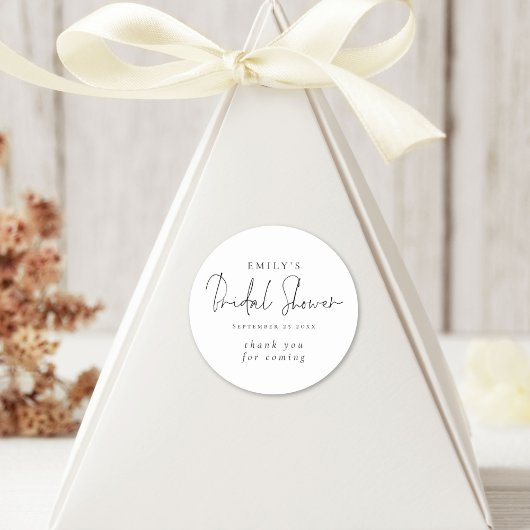 Minimalistisch script bruidsfeest bedankt ronde sticker