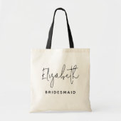 Minimalistisch script bruidsmeisje gepersonaliseer tote bag (Voorkant)