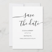 Minimalistisch script bruiloft bewaar de datumkaar save the date (Voorkant)