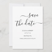 Minimalistisch script bruiloft bewaar de datumkaar save the date (Voorkant)