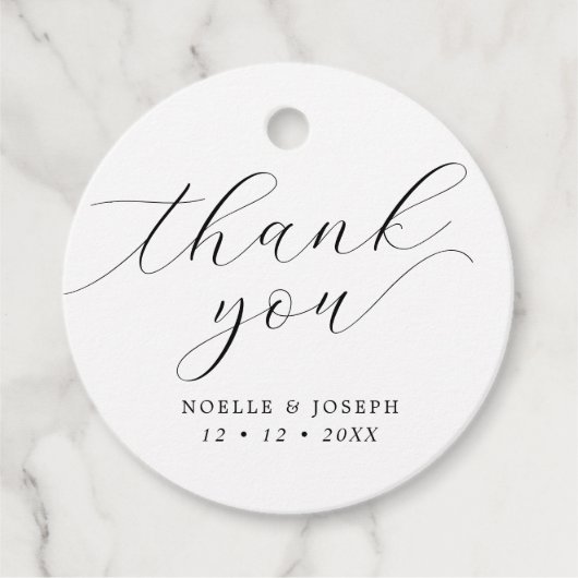 Minimalistisch script bruiloft dank u bedankjes labels (Voorkant)
