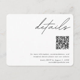 Minimalistisch script bruiloft details QR code RSV Informatiekaartje