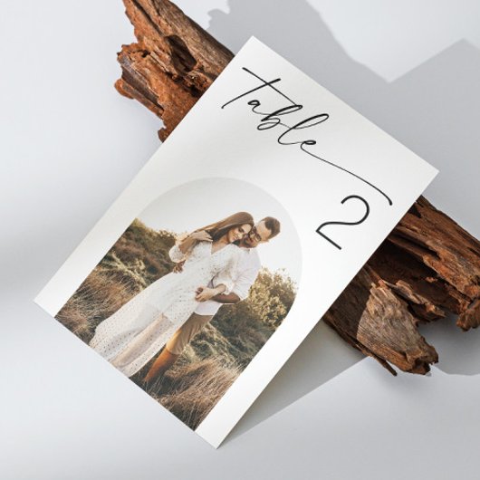 Minimalistisch script bruiloft | Elegante boogfoto Kaart