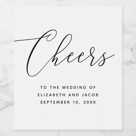 Minimalistisch script bruiloft | Elegante kalligra Wijn Etiket (Enkel label)