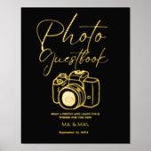 Minimalistisch script bruiloft foto gastboek bord folie afdrukken (Voorkant)