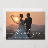 Minimalistisch script bruiloft foto Hartelijk dank Bedankkaart (Voorkant)