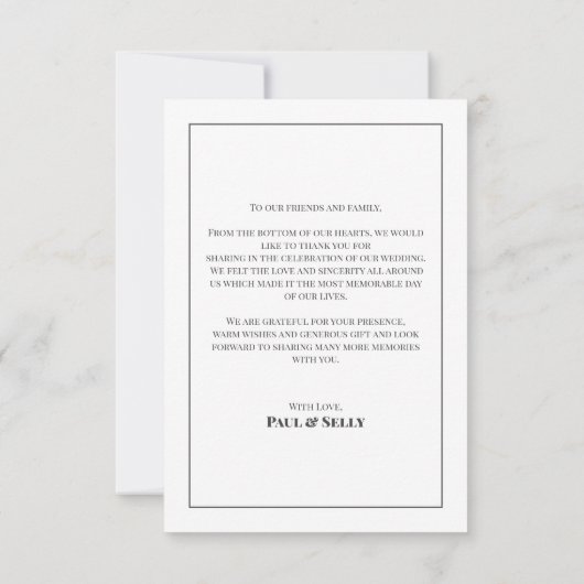 Minimalistisch script bruiloft foto Hartelijk dank Bedankkaart (Achterkant)