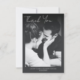 Minimalistisch script bruiloft foto Hartelijk dank Bedankkaart