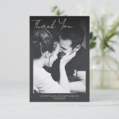 Minimalistisch script bruiloft foto Hartelijk dank Bedankkaart (Staand voorkant)
