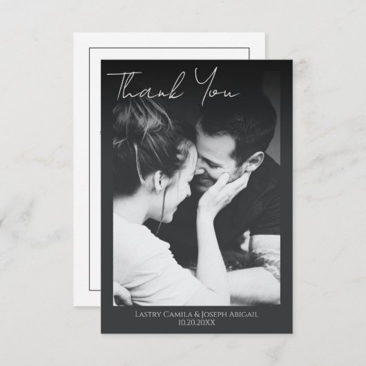 Minimalistisch script bruiloft foto Hartelijk dank Bedankkaart (Voorkant / Achterkant)