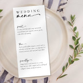 Minimalistisch script bruiloft menu