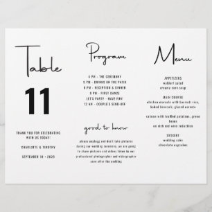 Minimalistisch script bruiloft menu programma Trif