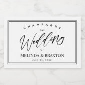 Minimalistisch script bruiloft Mini Sparkling Wijnetiket (Enkel label)