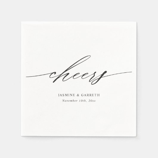 Minimalistisch Script Bruiloft Papieren Servet (Voorkant)