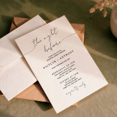 Minimalistisch script bruiloft repetitie diner kaart