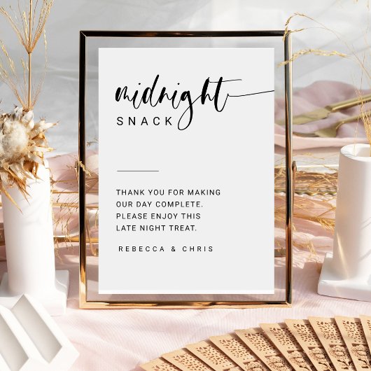 Minimalistisch Script bruiloft snack station teken Poster