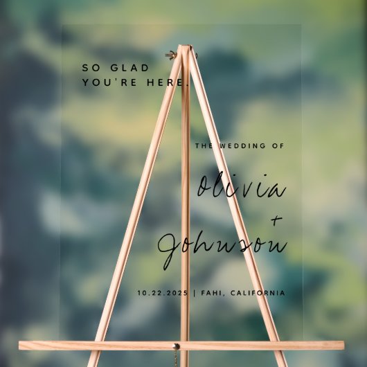 Minimalistisch script bruiloft welkom acryl bord (Neutraal)