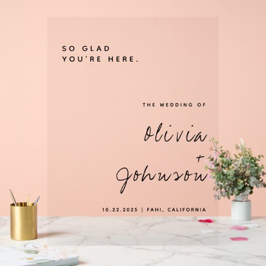 Minimalistisch script bruiloft welkom acryl bord (Huwelijk)