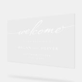 Minimalistisch script bruiloft welkom acryl bord (Hoek)