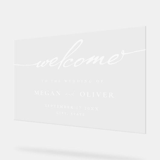Minimalistisch script bruiloft welkom acryl bord (Hoek)