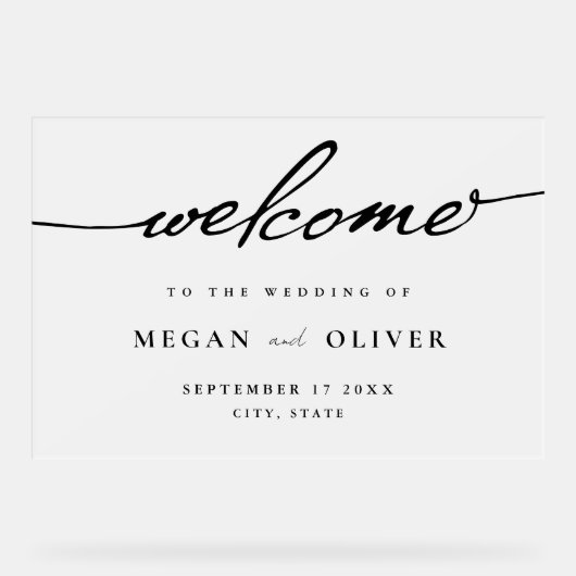 Minimalistisch script bruiloft welkom Frosted Acryl Bord (Voorkant)