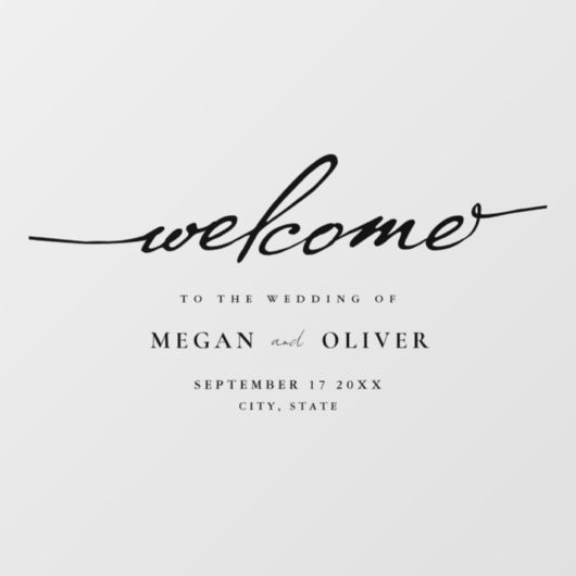 Minimalistisch script bruiloft welkom raamsticker (Vel)