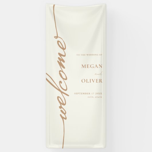 Minimalistisch script bruiloft welkom spandoek (Verticaal)