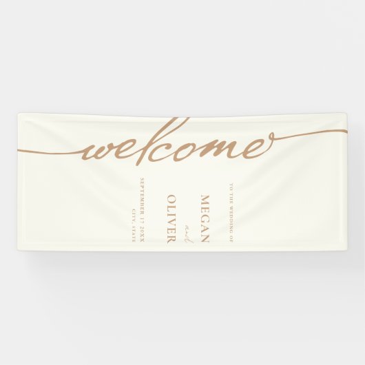Minimalistisch script bruiloft welkom spandoek (Horizontaal)