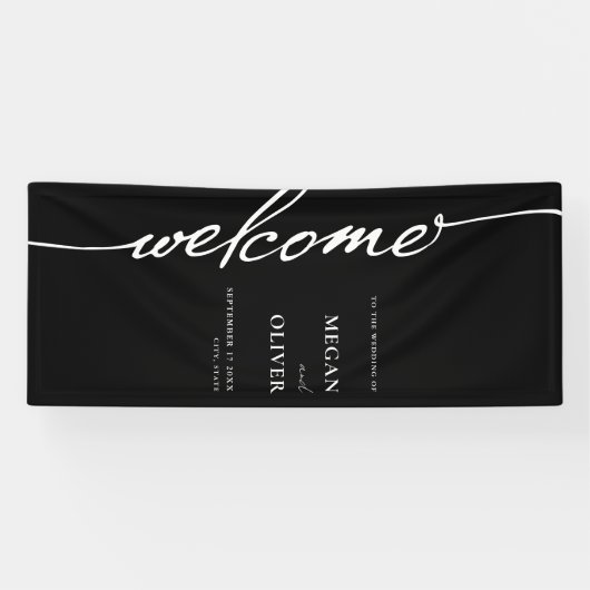 Minimalistisch script bruiloft welkom spandoek (Horizontaal)