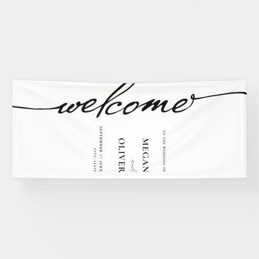 Minimalistisch script bruiloft welkom spandoek (Horizontaal)
