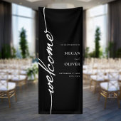 Minimalistisch script bruiloft welkom spandoek