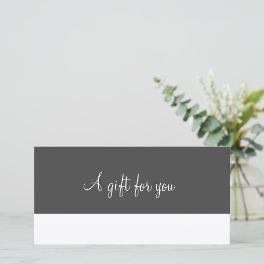 Minimalistisch script cadeaubon (Staand voorkant)