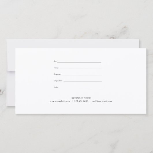Minimalistisch script cadeaubon (Achterkant)