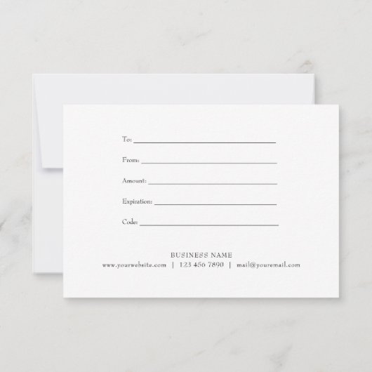 Minimalistisch script cadeaubon (Achterkant)