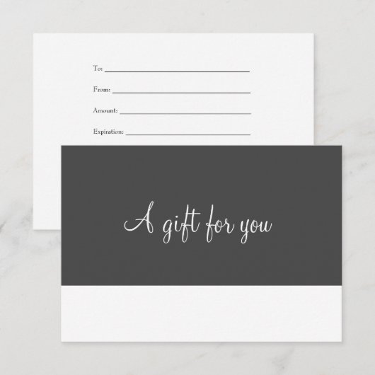 Minimalistisch script cadeaubon (Voorkant / Achterkant)