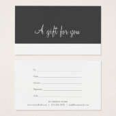 Minimalistisch script cadeaubon visitekaartje (Voorkant /achterkant)