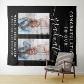 Minimalistisch Script Calligraphy Two Photo Afstud Wandkleed (In Situ (horizontaal))