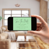 Minimalistisch script Celadon Green Save the Date